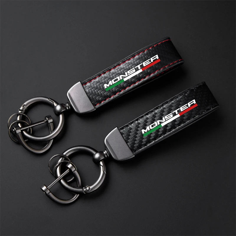 Motorcycle High-Grade Leather Motorcycle Keychain Holder Keyring For Ducati Monster ST2 M 400 600 620 750 919 Accessories