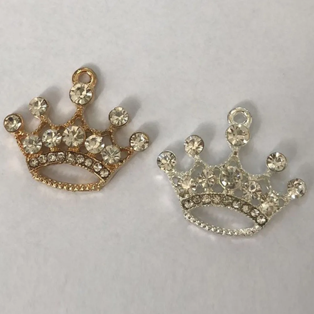 10Pcs Small Diamond Crown Pendant Alloy DIY Jewelry Accessories Necklace Bracelet Earring Keychain Charm Crown Pendant