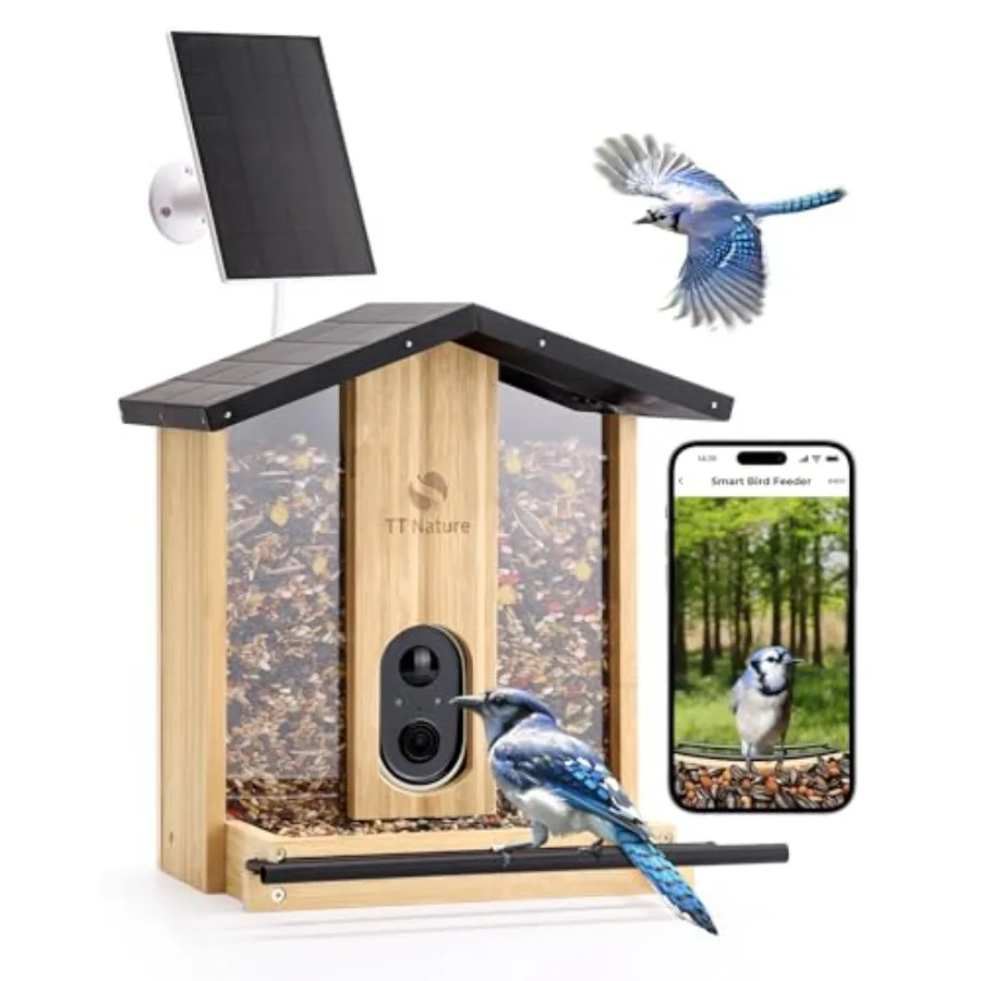 Bird Feeder with Camera 3L Smart Bird Feeder with AI Recognition Live Streaming Cloud Storage Real-Time Alerts Birdwatching Gif