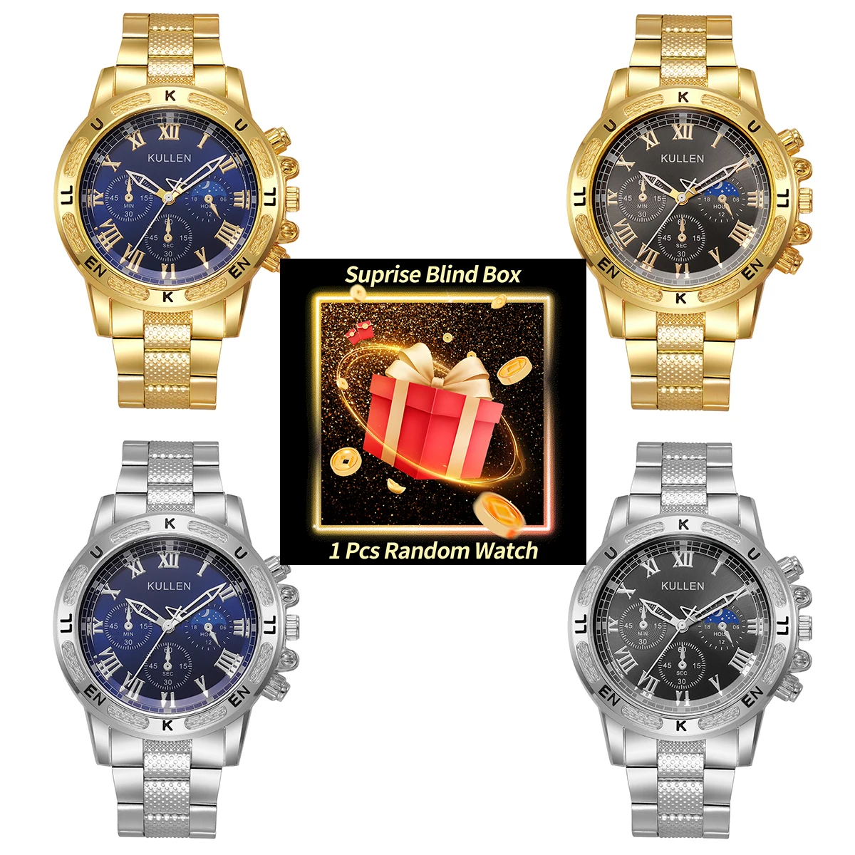 1PC Surprise Mystery Watch Blind Box-Luxury Large Dial Mens Quartz Watch Fashion Men Business Wristwatches Reloj Hombre