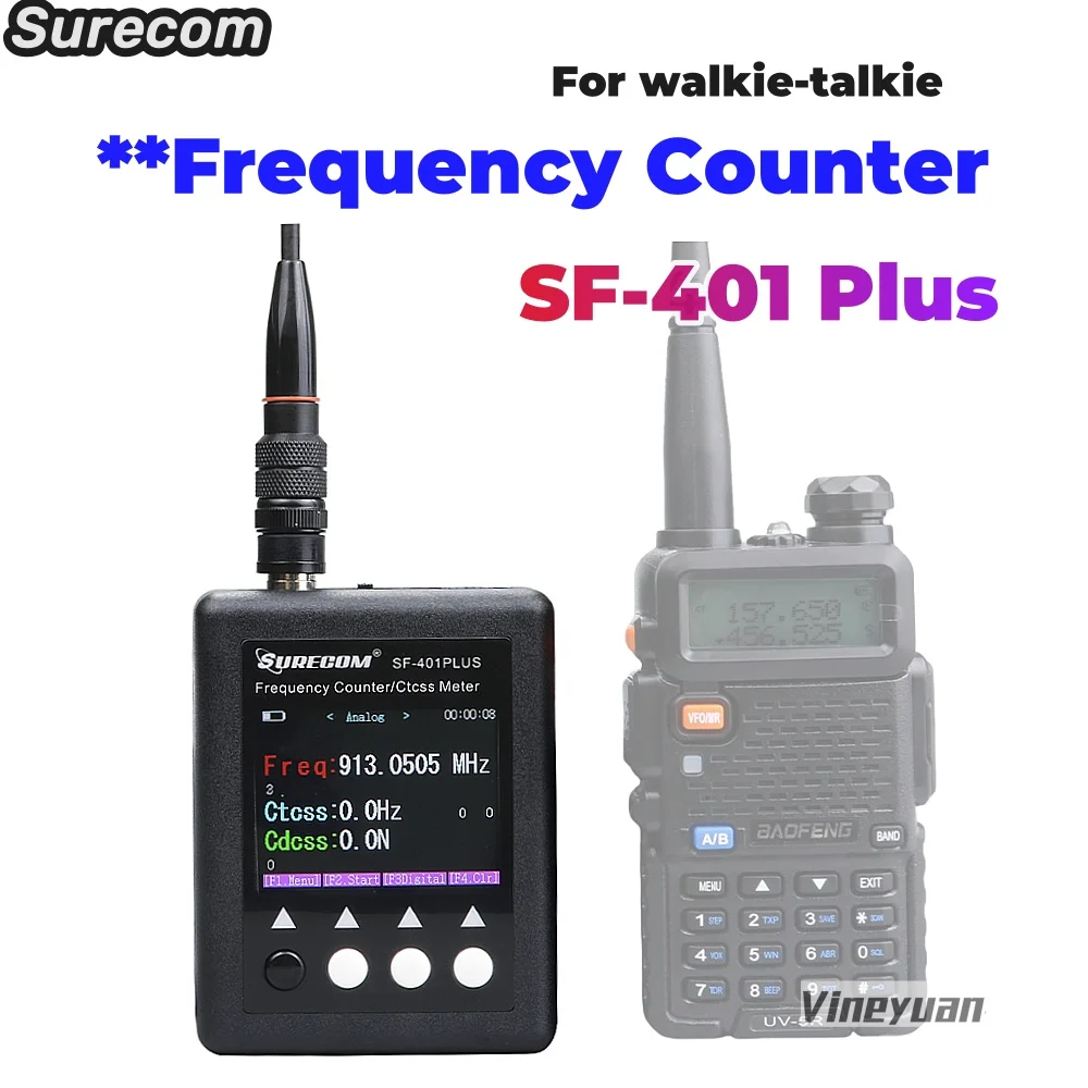 Surecom SF-401 Plus Frequency Meter Radio Hand-Held Frequency Counter 27Mhz-3000Mhz Portable CTCSS/DCS Decoder