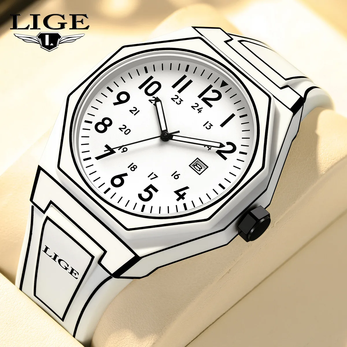 LIGE New Men Watch Military Men's Quartz Wristwatches Fashion Classic Silicone Sports Waterproof Calendar Relogio Masculino+BOX