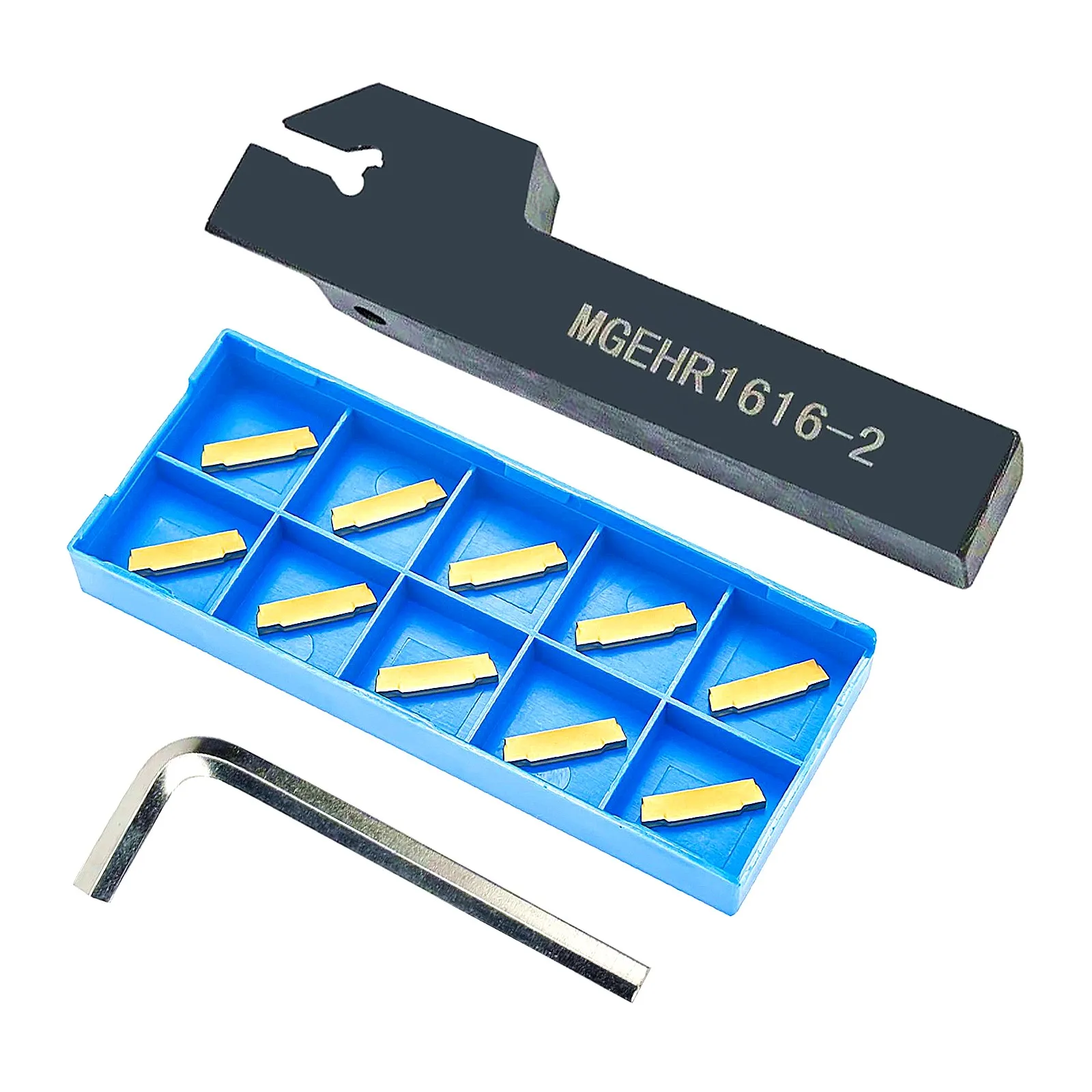 5/8" 2mm MGEHR1616-2 Lathe Grooving Holder with 10 pcs MGMN200-G Carbide inserts