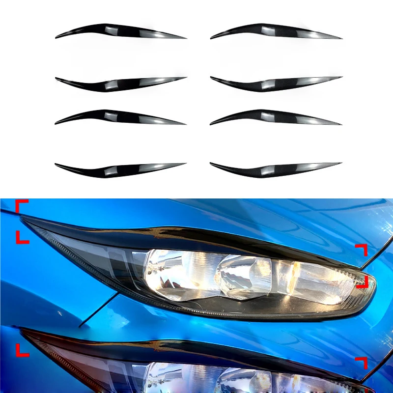 Car Front Headlight Eyebrows For Ford Fiesta MK 6.5 7.5 2013-2017 Head Lamp Eyelids Cover Trim Auto Body Kits Car Accessories
