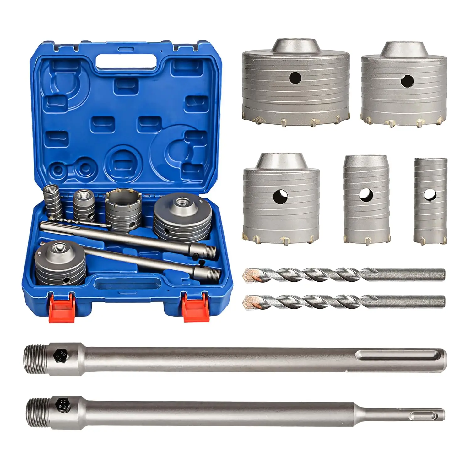 9-Piece Concrete Hole Saw Kit with SDS Plus/Max Shanks for Brick, Cement & Tile Drilling