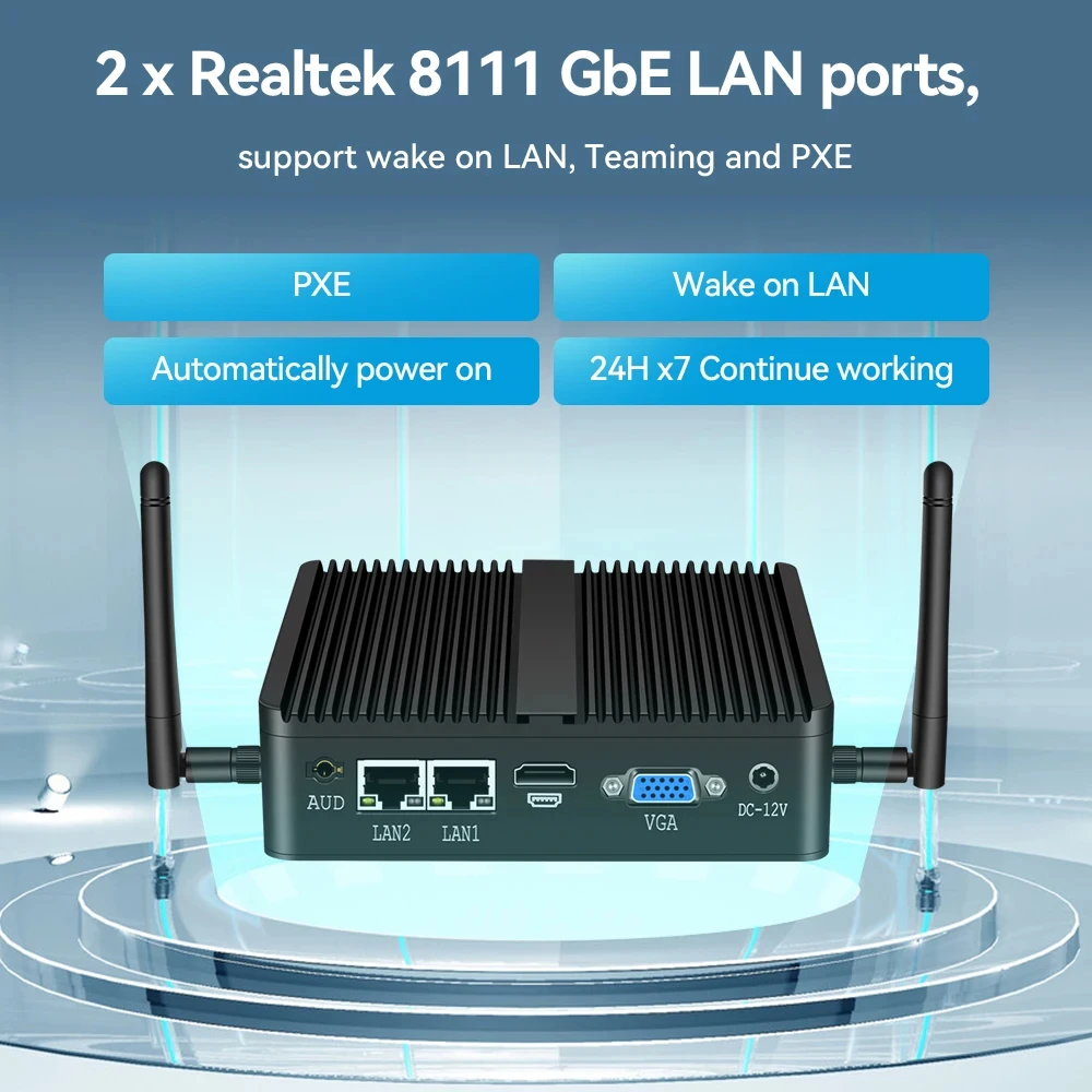 Helorpc Industrial Mini PC with Inter i3 i5 Celeron Processor Support WIN10 Linux RS232 WiFi with 4xUSB 1xHDMI 1xVGA Computer