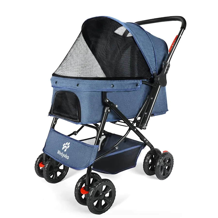 Pet Dog Stroller Dog Cat Jogger Stroller with Reversible Handle Foldable Puppy Travel Stroller for Medium Small Dogs Cats Folad