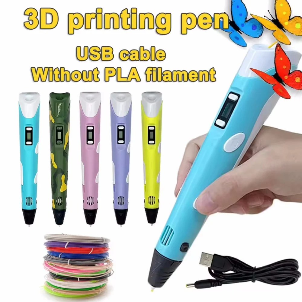 3D Pen For Children 3D Printing Drawing Pen DIY Funny Set for Kids Chidren Birthday Chrismas Creative Gift with PLA Filament