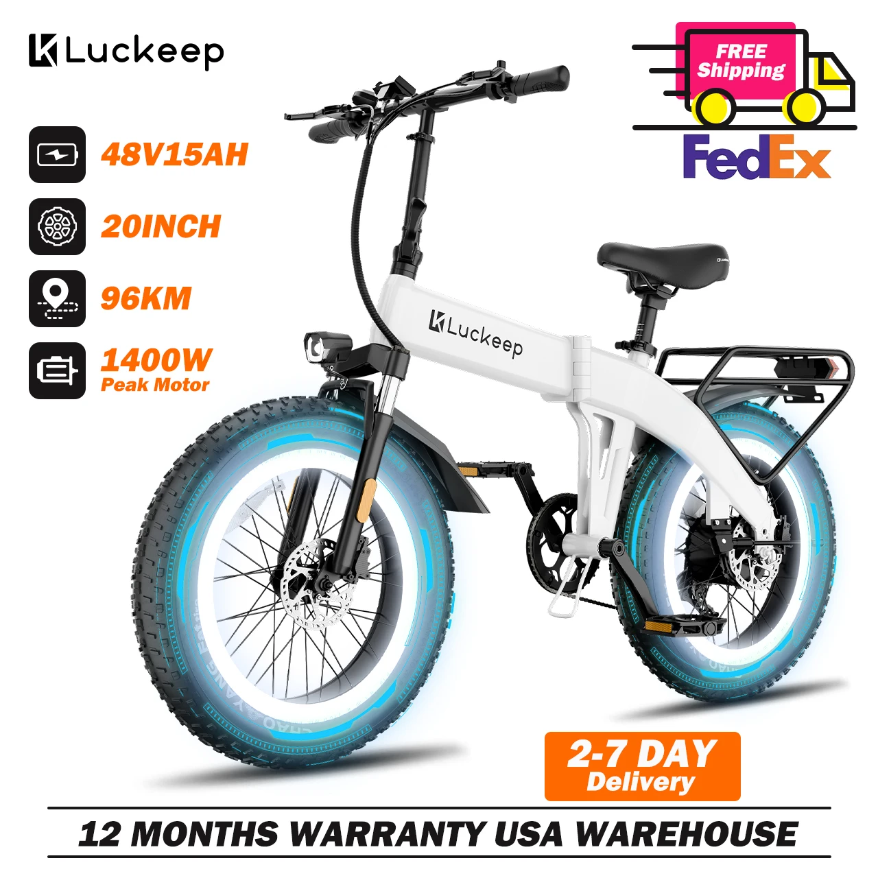 Luckep X1 Lite Folding Electric Bike for Adults 1500W Peak Motor,28MPH60 Miles,15AH 20 x 4.0 Fat Tire Ebike with NFC/Anti-Theft