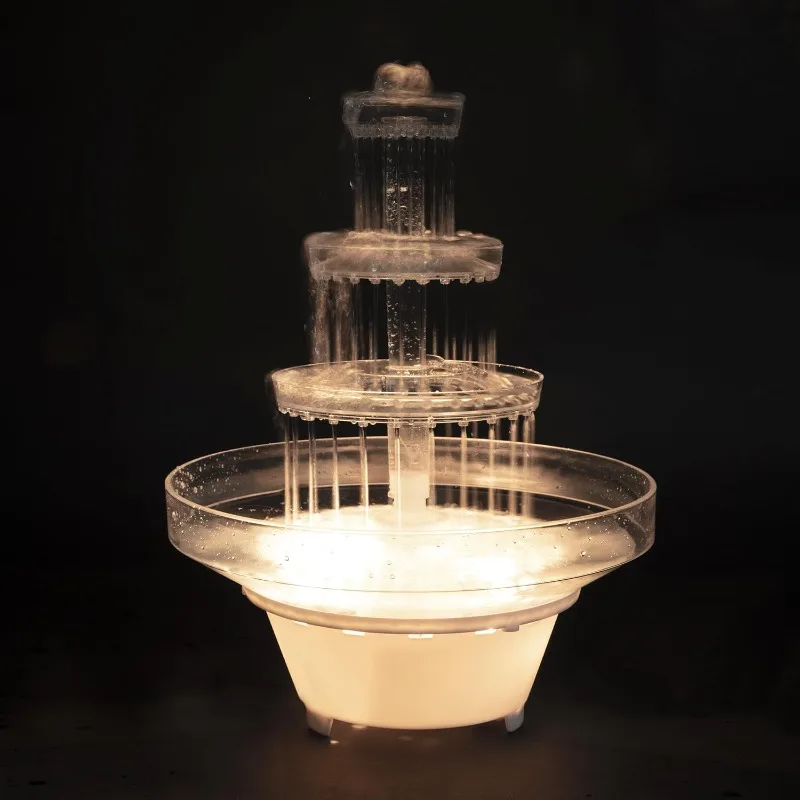 Lighted Plastic Wedding Water Fountain - Great for Cake Centerpiece, Parties, Office Decor and Home Decor