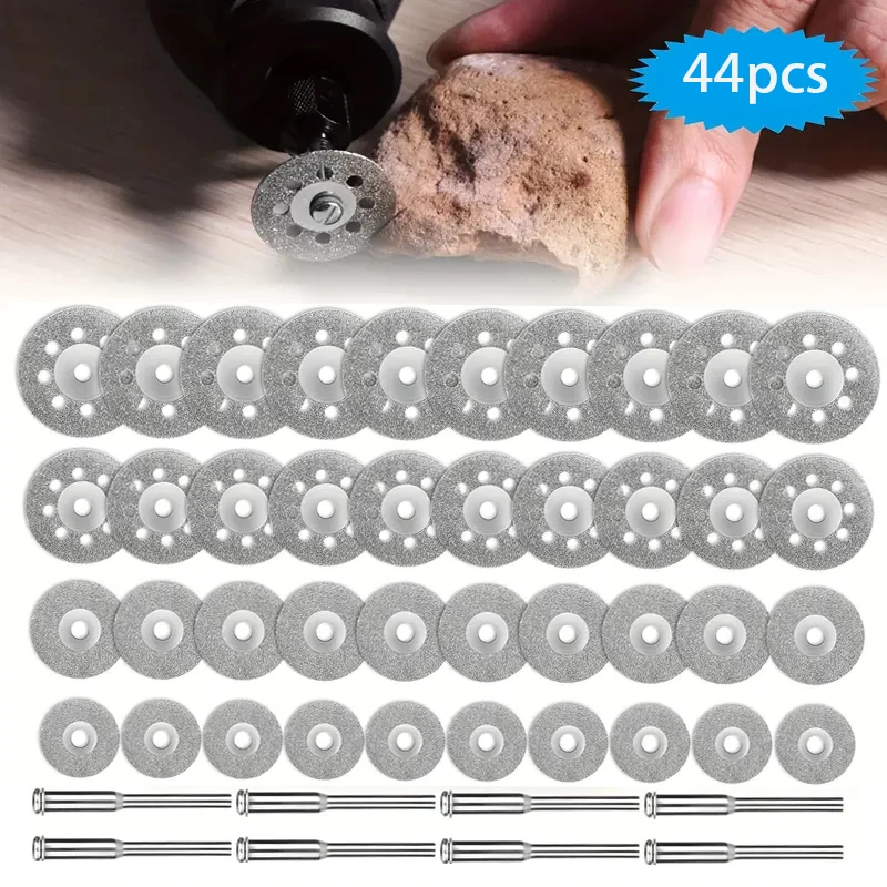 Diamond Cutting Wheel Mini Rotary Tool Set, High Performance Cutting, Diamond Coated Disc with 8 Spindles for Rotary Tool Cuttin
