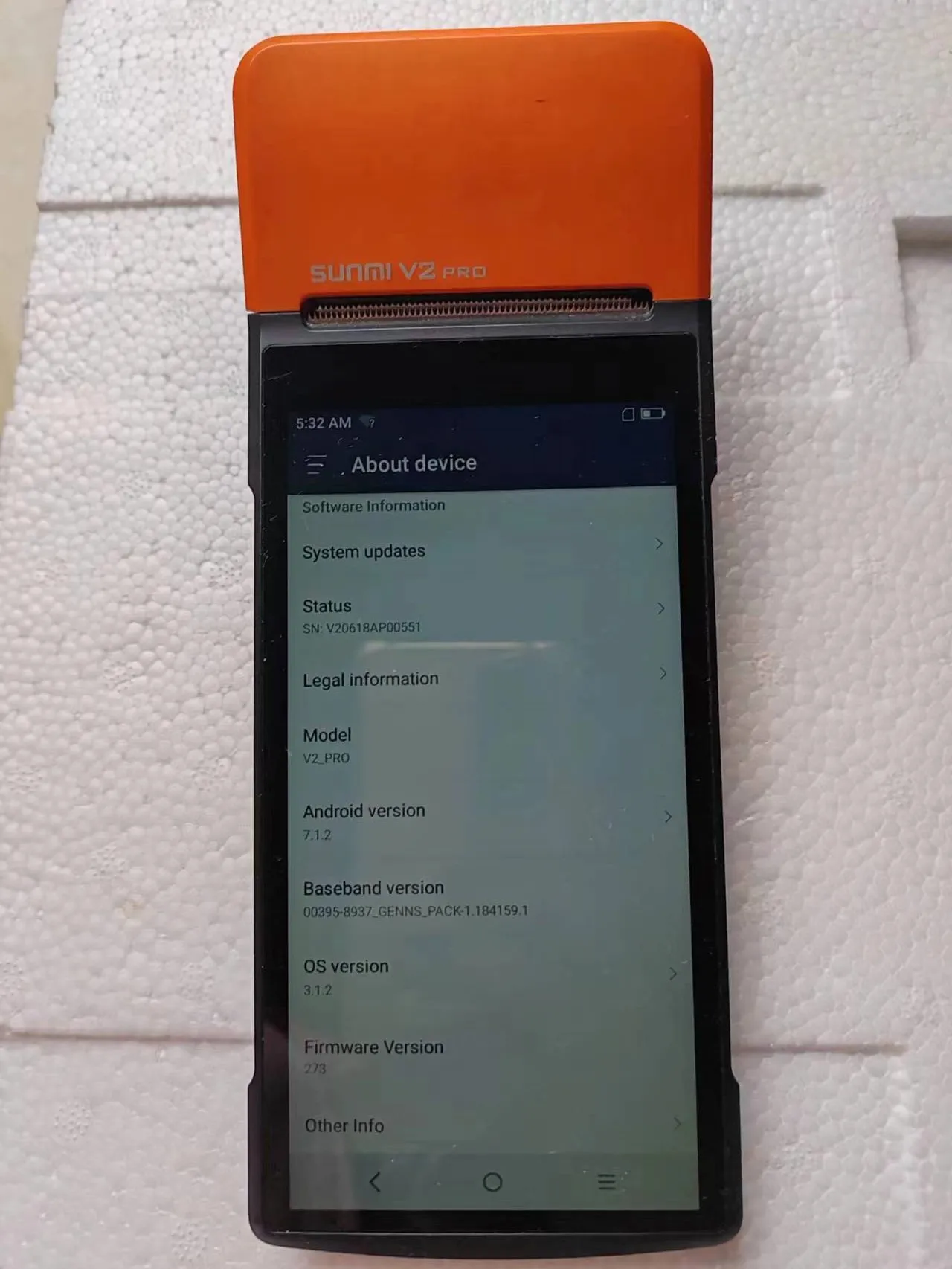 Used  V2 Pro  Android 7.1 POS  Terminal Build in Printer NO NFC Funtion  With Wifi 4G 1+8 Ram