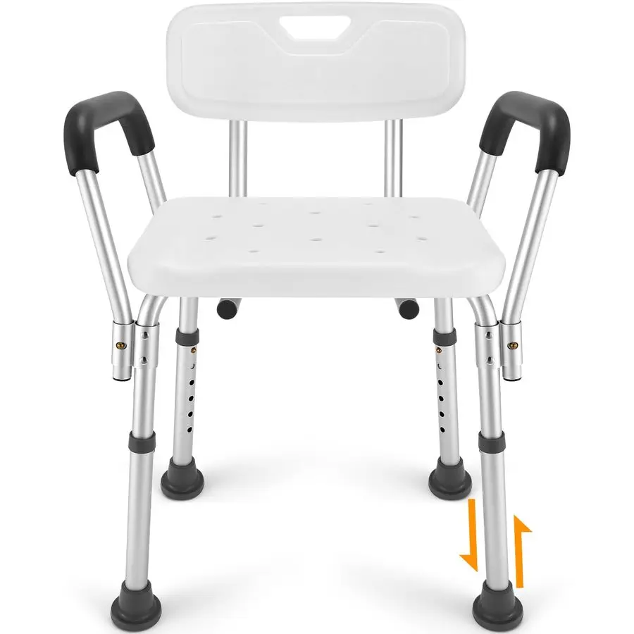 Shower Chair for Inside Shower, Heavy Duty Shower Chair with Backrest amp Padded Armrest, Height Adjustable Shower Bench, Shower