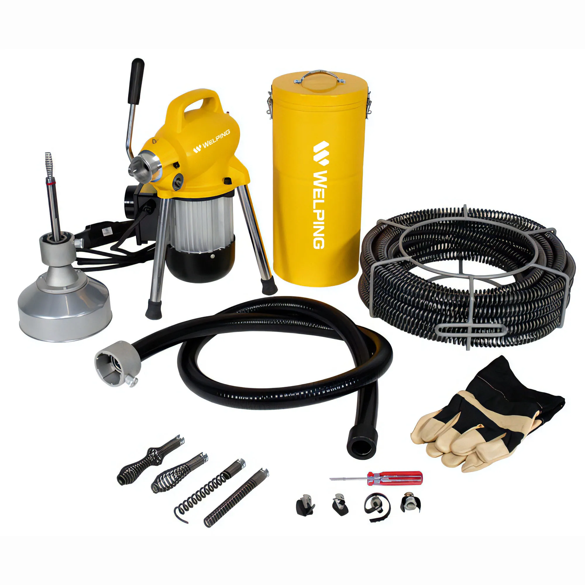 Welping 3/4"-4" Sectional Electric Drain Cleaner Snake Sewer Drainage Dredge 390W Unblocking Pipeline Cleaning Machine
