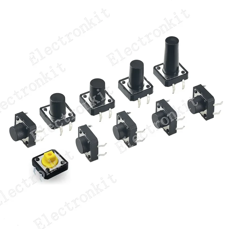 50pcs 12x12x5/6//8/9/10/11/12/13MM 12V 4PIN DIP Micro Switch Momentary Tact Tactile Push Button