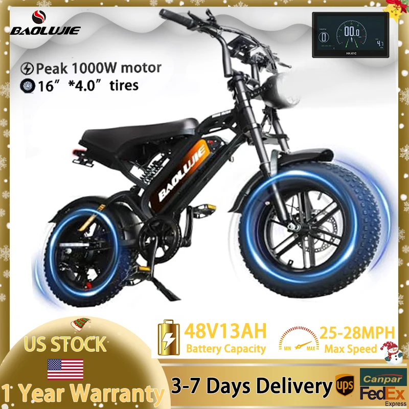 BAOLUJIE Adult Electric Bicycle Peak 1500W/3000W Motor 48V/52V/60V Battery Mountain Bike Electric Bike Fat Tire E bike off-road