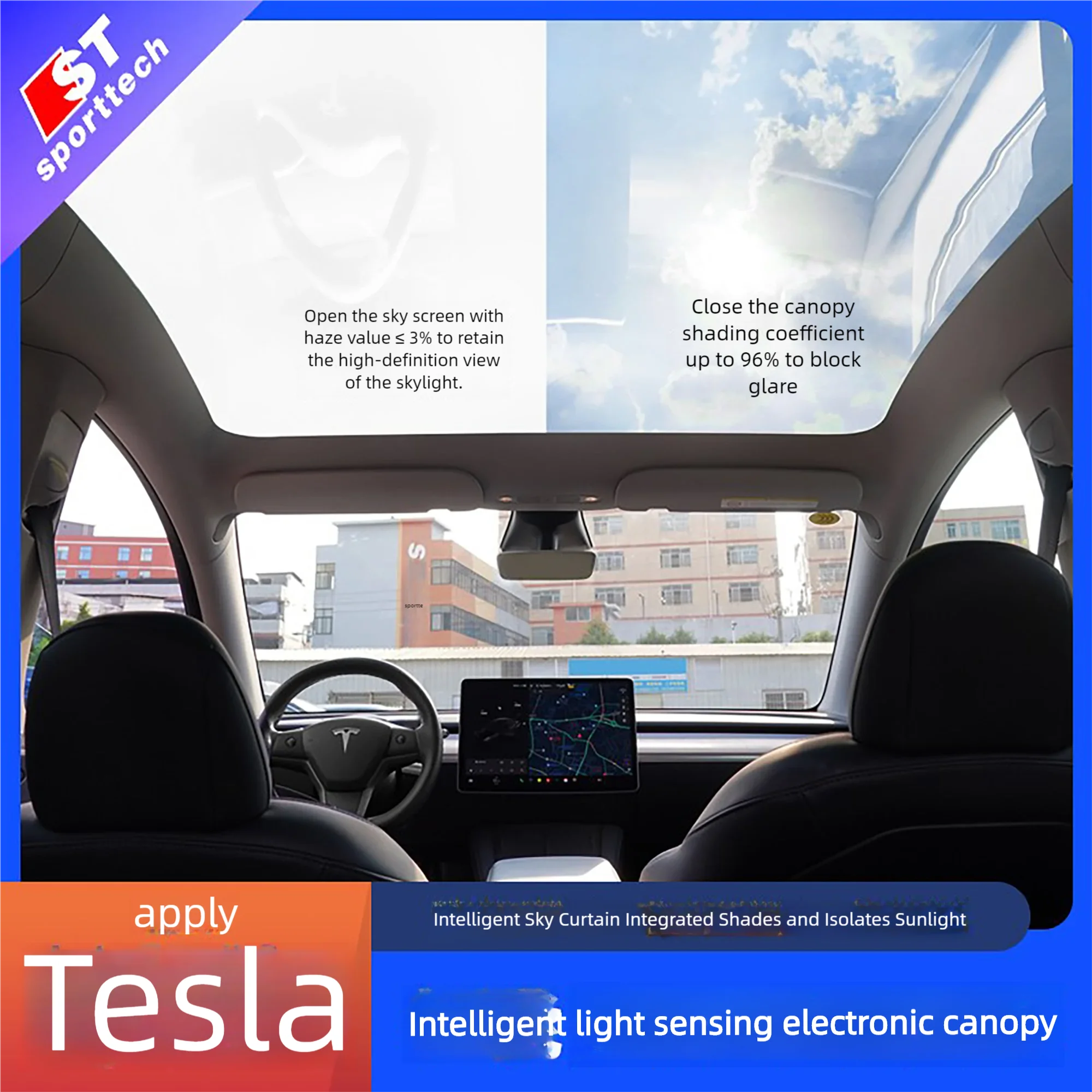 New Tesla Model 3/Y smart sunroof sunshade light-sensing electronic sky roof car PDLC electric window tint tinting for car
