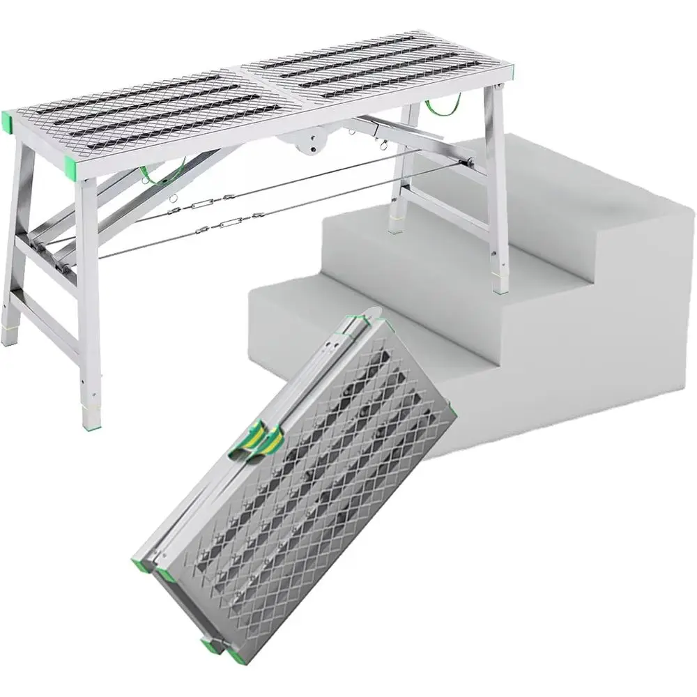 Adjustable 5-Gear Folding Scaffold Tower with 15.7 Wide Work Platform for Home Improvement & Maintenance, 180x40cm