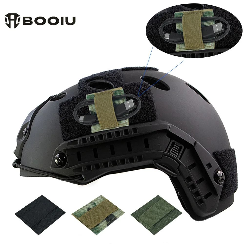 BOOIU Tactical Headset Molle Wire Harness Strap Elastic High Quality Nylon Headset Wire Harness Sticker Hunting Vest Accessories