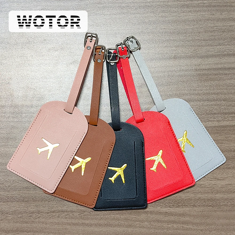 WOTOR Leather Advanced Luggage Tag Travel Signature Information Anti Lost Trolley Case Identification Label