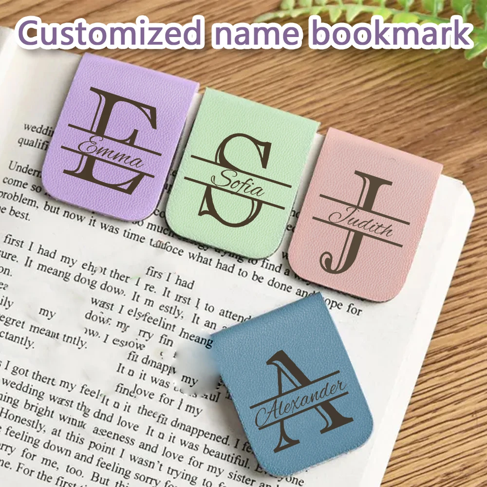 1pc Name Bookmark with letters,Custom Leather letters Bookmark,Personalized Magnetic Bookmark,Book Lover Birthday Gift