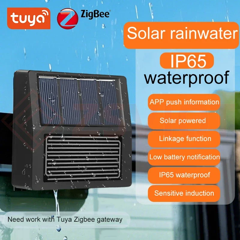 Tuya Smart Zigbee Rain Sensor With Light Detector Solar Operated IP65 Outdoor Waterproof Rain Detector Smart life Remote Control