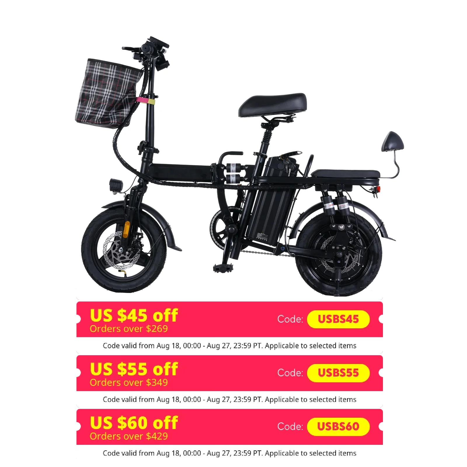 GLEERIDE A9 14" Mini Folding Electric Bike 500W Motor 48V 15Ah Battery