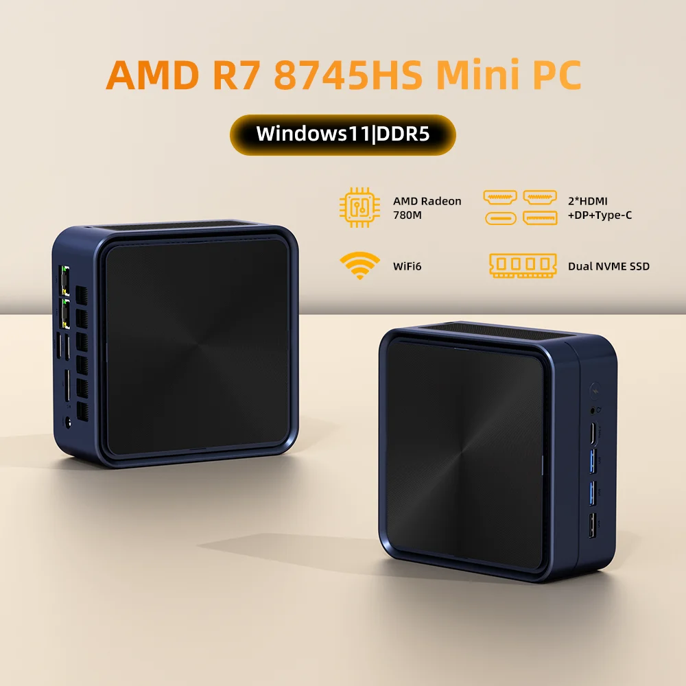 ZXIPC Mini PC AMD Ryzen 7 8745HS  R5-6600H R7-7735HS R7-7840HS DDR5 M.2 NVME SSD  Support 4K HDMI Display/WiFi6/USB3.2/Office