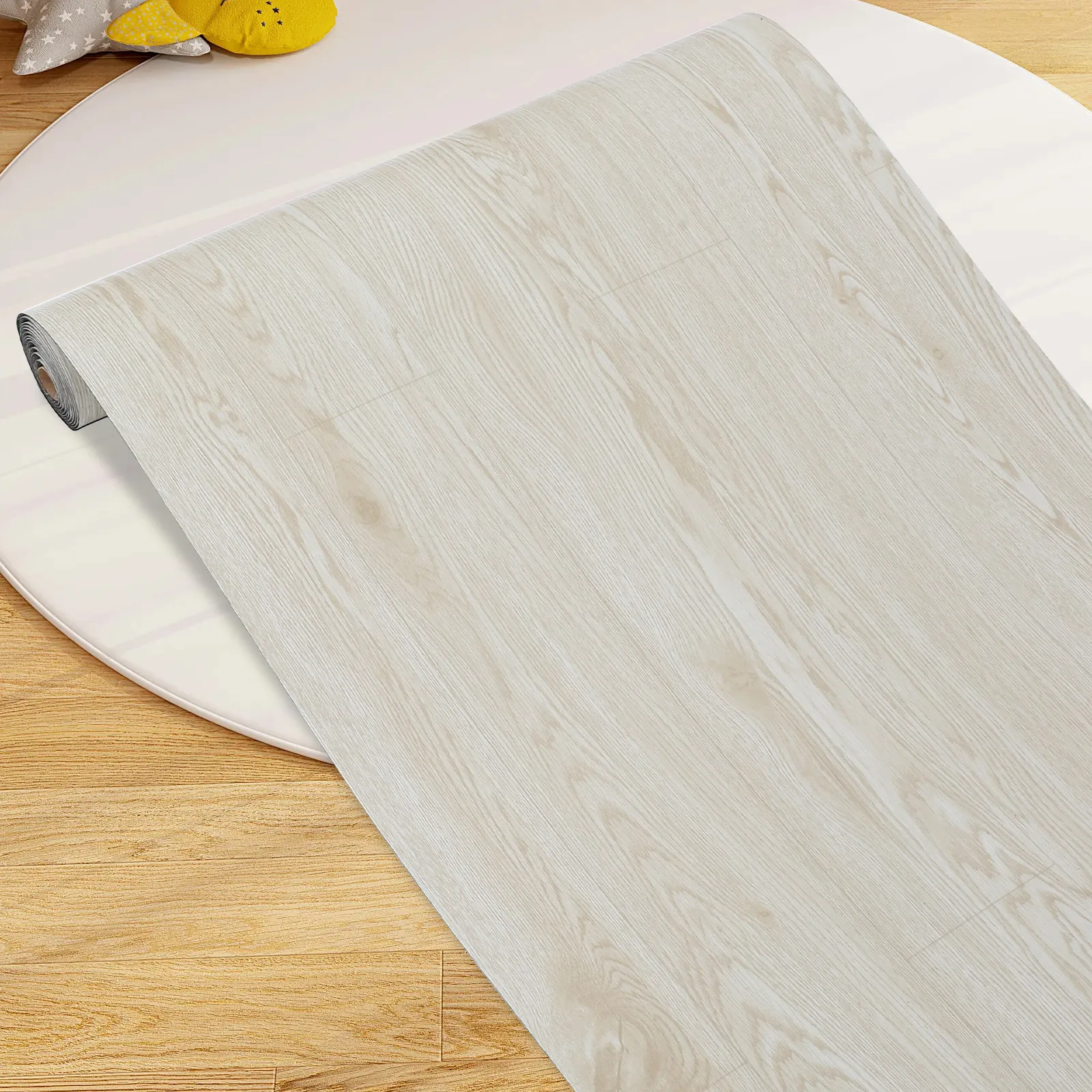 1 Roll Self-Adhesive PVC Flooring Roll Wear-Resistant Slip-Resistant Peel-and-Stick Floor Stickers for Home Office Supermarket