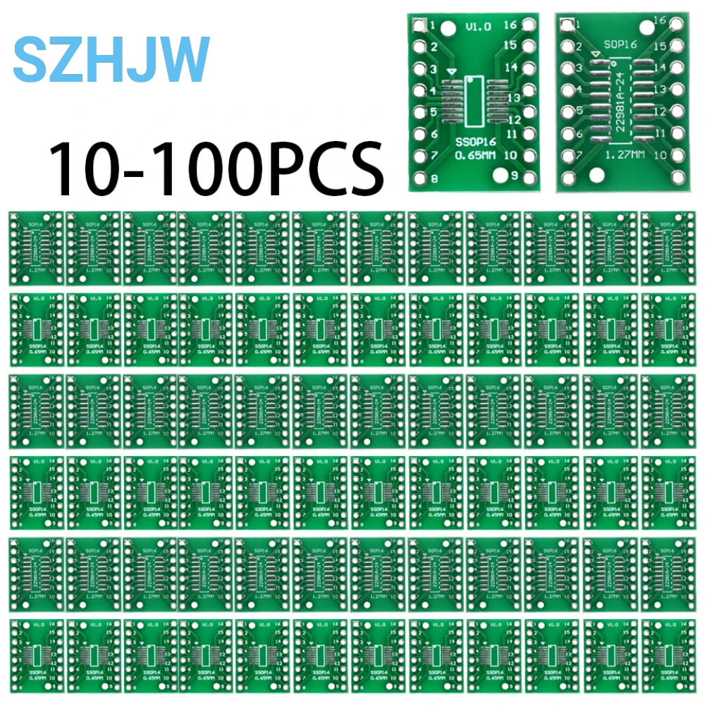 10-100pcs SOP16 SSOP16 TSSOP16 to DIP16 Adapter Board 0.65/1.27mm to 2.54mm Pitch SMD to Dual In-Line PCB Breakout