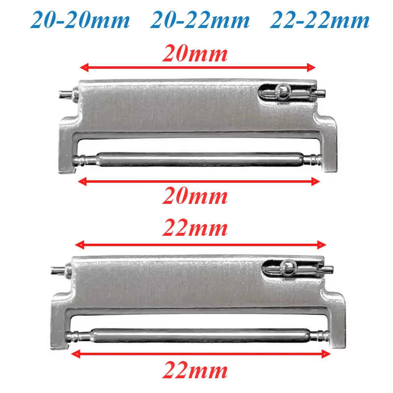 2pcs Watch Band Adapters 20mm To 20mm 22mm To 22mm 22mm To 20mm Quick Release Pins Connectors Watch Band Spring Bars Accessories