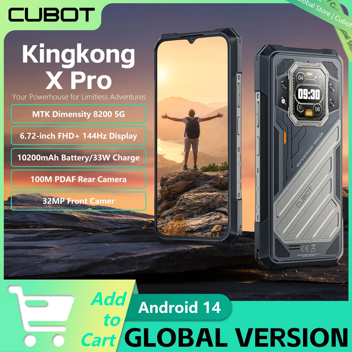 CUBOT KINGKONG X PRO 5G Rugged Smartphone MTK Dimensity 8200 6.72"Screen 144Hz 10200mAh 12GB/24GB RAM+256GB ROM 100MP Camera NFC