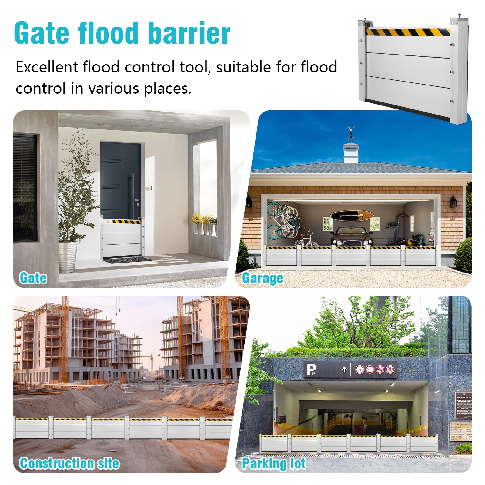 Aluminum Flooding Protection Barrier Reusable Front Door Flood Barriers Stackable for Gates/Subways/Factories/Garages/Roads