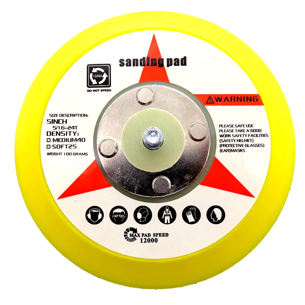 5 Inch Hook and Loop Backing Pads 5/16"-24 Threads Polishing Sanding Pads 125mm for Dual Action Car Orbital Polisher Sanding