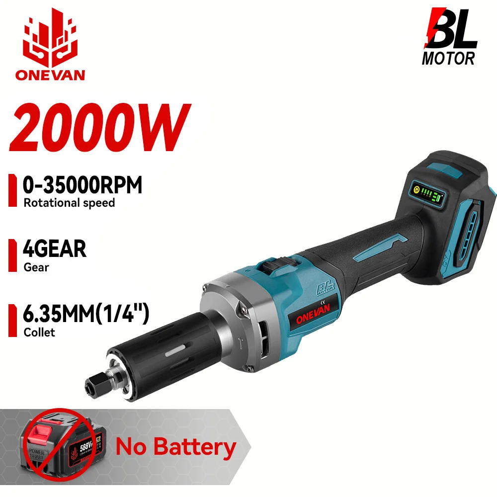 ONEVAN 2000W Cordless 4 Speed Electric Grinder 35000RPM Brushless Handheld Tools For Polishing&Grinding For Makita Battery Pin
