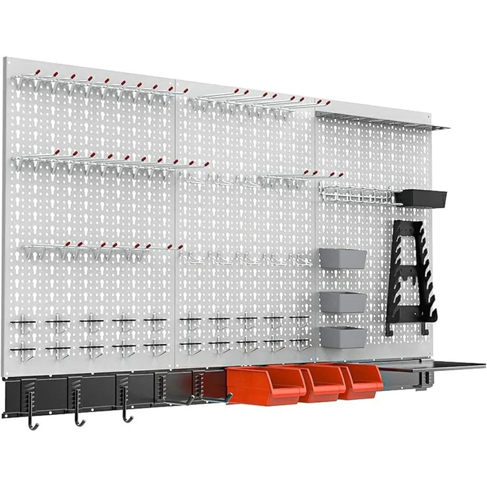 109Pcs Pegboard Wall Organizer 4 ft. Garage Metal Pegboard Standard Utility Tool Storage Kit w/Toolboard Hooks & Pegboard Hooks