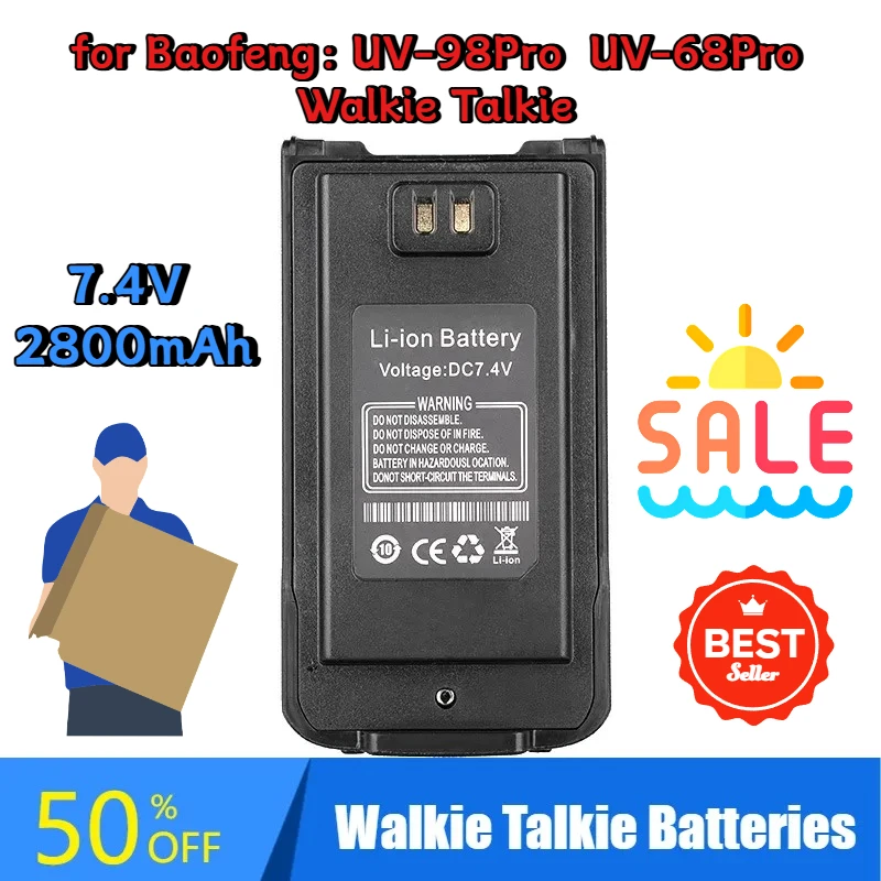 7.4V 2800mAh Walkie Talkie Batteries for Baofeng UV-98Pro UV-68Pro Walkie Talkie Whit Type-C Plug