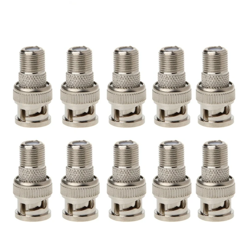 10Pcs/Set BNC Male Plug To F Female Jack Coax Connector Adapter For CCTV Camera