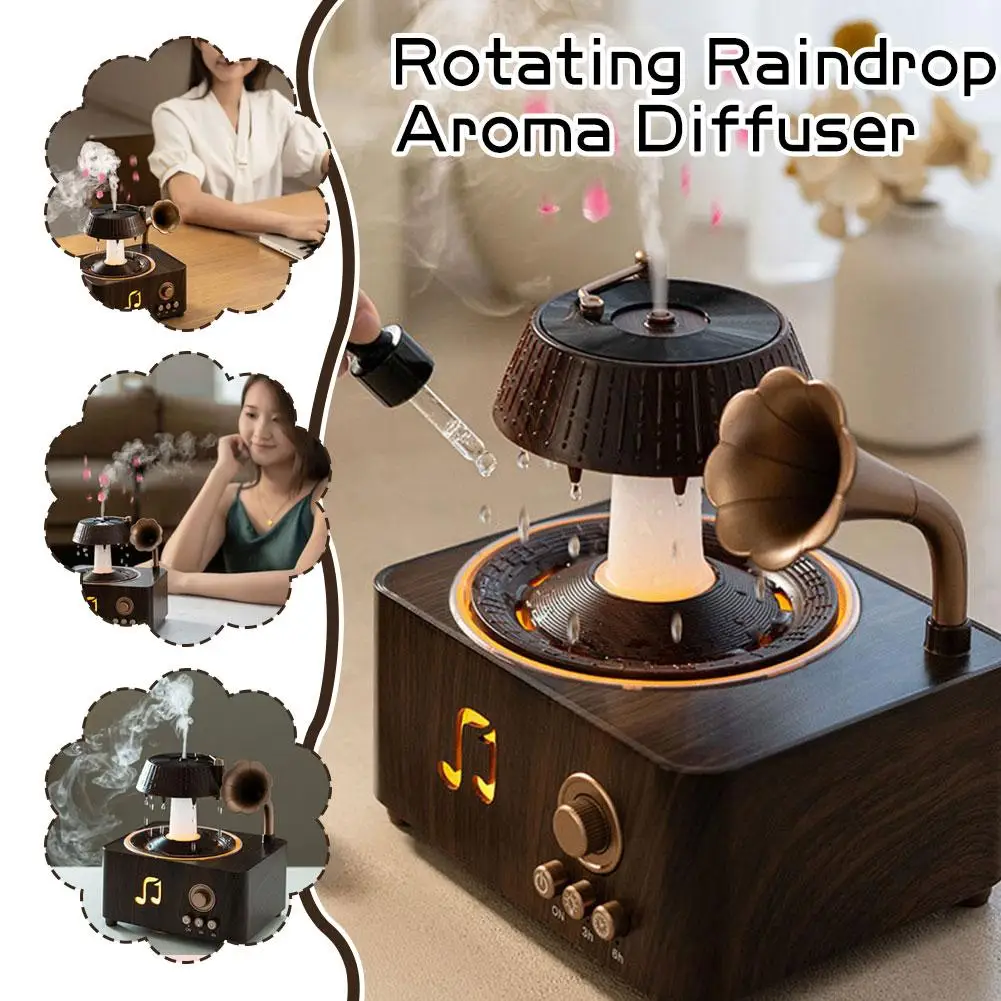 Retro Rotating Raindrop Aromatherapy Machine Bluetooth Audio Multi functional Home Desktop Oil Aromatherapy Machine
