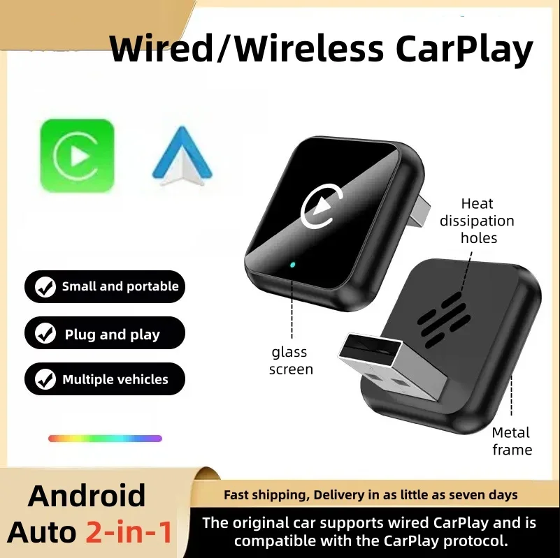 2026 New 2 in 1 Wireless Android Auto & Apple CarPlay Adapter for Huawei/Xiaomi/OPPO/Samsung Auto Connection Plug & Play