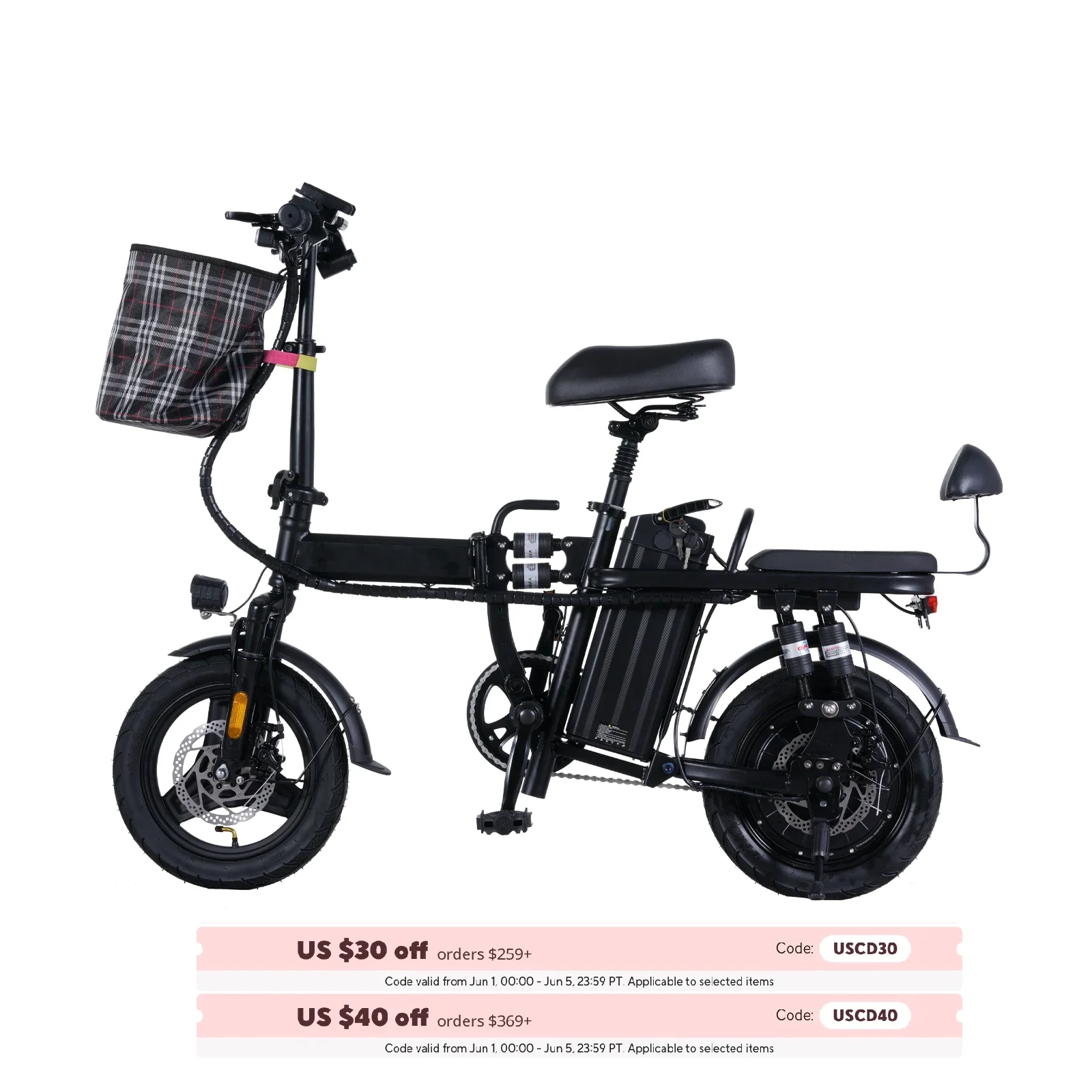 GLEERIDE A9 14" Mini Folding Electric Bike 500W Motor 48V 15Ah Battery