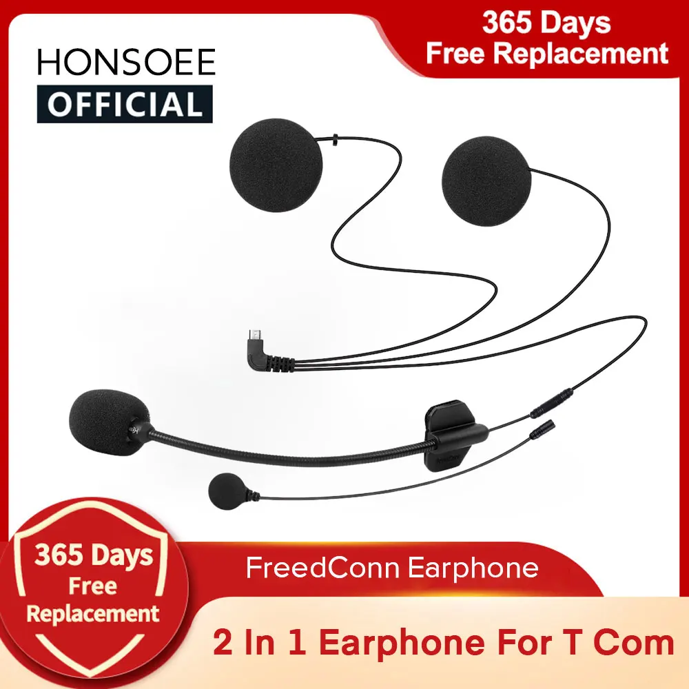 FreedConn Headphone Microphone 2 in 1 Earphone For Motorcycle Intercom Helmet Bluetooth Headset T-COM VB SC COLO RC T-MAX T-REX