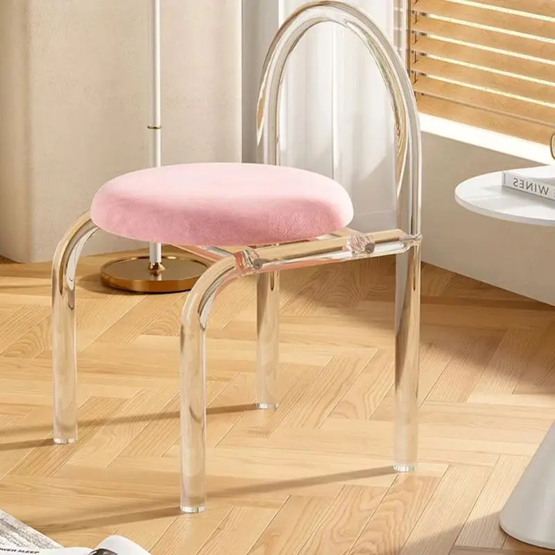 Chair ins wind premium transparent acrylic chair thickened cream makeup chair Internet celebrity dressing stool Nordic makeup st