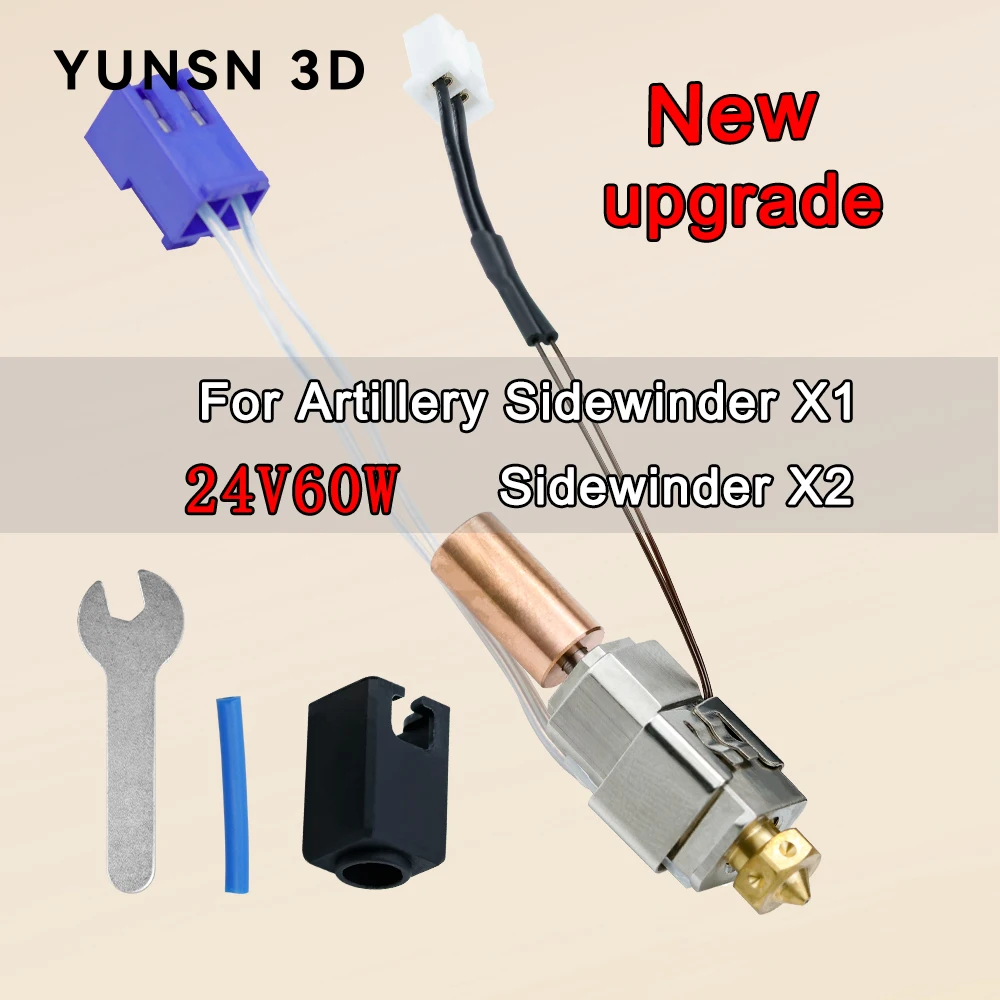 Upgraded Hotend Kit For Artillery Sidewinder X1 X2 3D Printer Parts All Metal Nozzle Heating Block Thermistor Kits