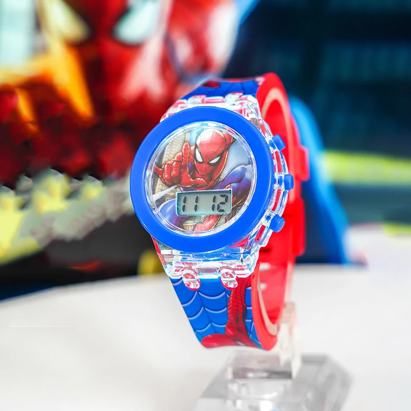 Flash Colorful Light Spiderman Children's Watches for Boys Cartoon Unicorn Girls Watch Kids Student Digital Clock Gifts Toy