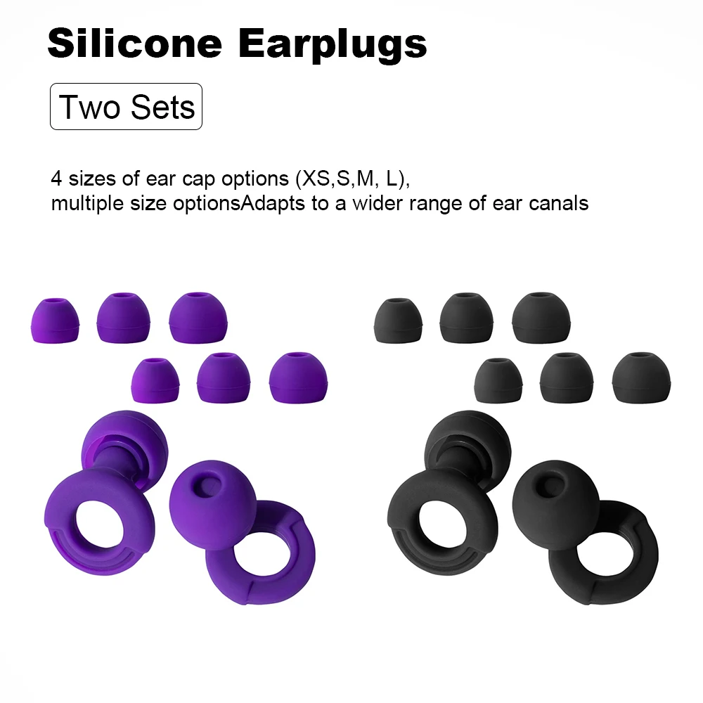 HUAK 2sets Soft Silicone Noise Reduction Ear Plugs – Hearing Protection with High-Fidelity for Riding, Rainy Days & Travel