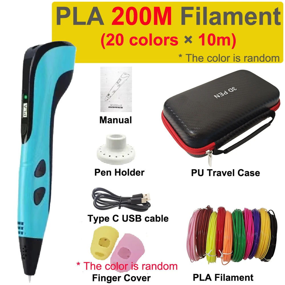 New 3D Printing Pen 3D Pen for Children 1.75mm PLA Filament DIY Drawing Birthday Christmas Gifts for Kids with Travel Case