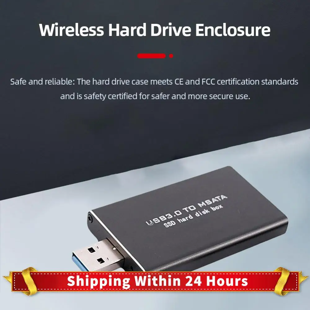 Mini SSD MSATA To USB 3.0 Hard Drive Case 6Gbps MSATA To USB 3.0 Hard Disk Box Wireless Supports 30*30/50 SSD