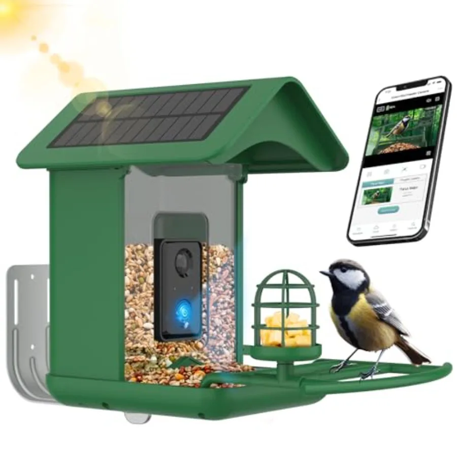 Smart Bird Feeder with Camera Solar PoweredAI Species Identify 2K HD Auto Capture Video Instant Arrival Alerts 2L Large Capacit