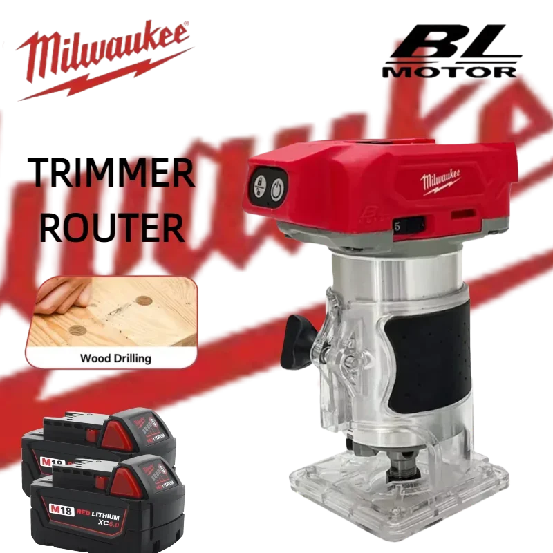 Milwaukee 800W 30000RPM Cordless Electric Trimmer Brushless Compact Router 5-Speeds Woodworking Trimming Machine  18V Battery